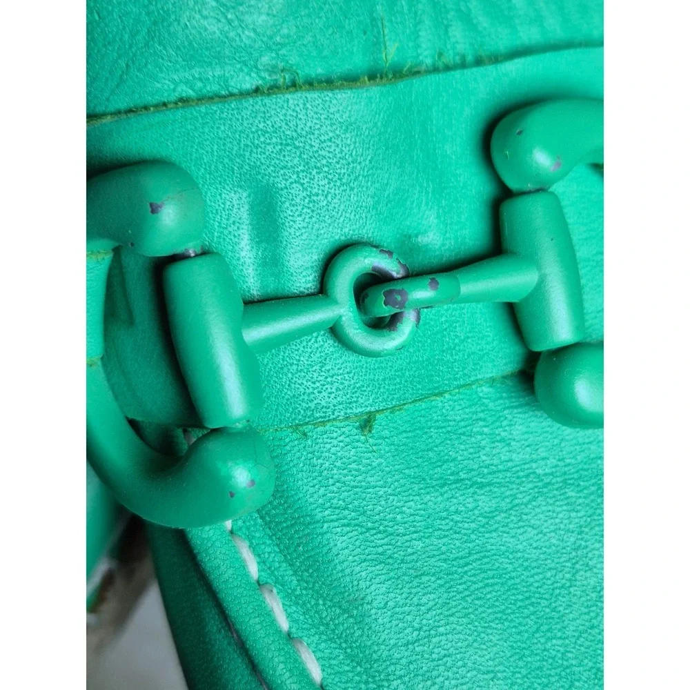 42 Gold Alberta Green Leather Espadrille Loafers Horsebit Detail 37 EU Womens